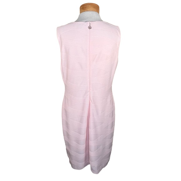 Tommy Hilfiger Women’s Stretchy Blush Pink Textured Midi Sheath Dress 14 NWT - Picture 4 of 11